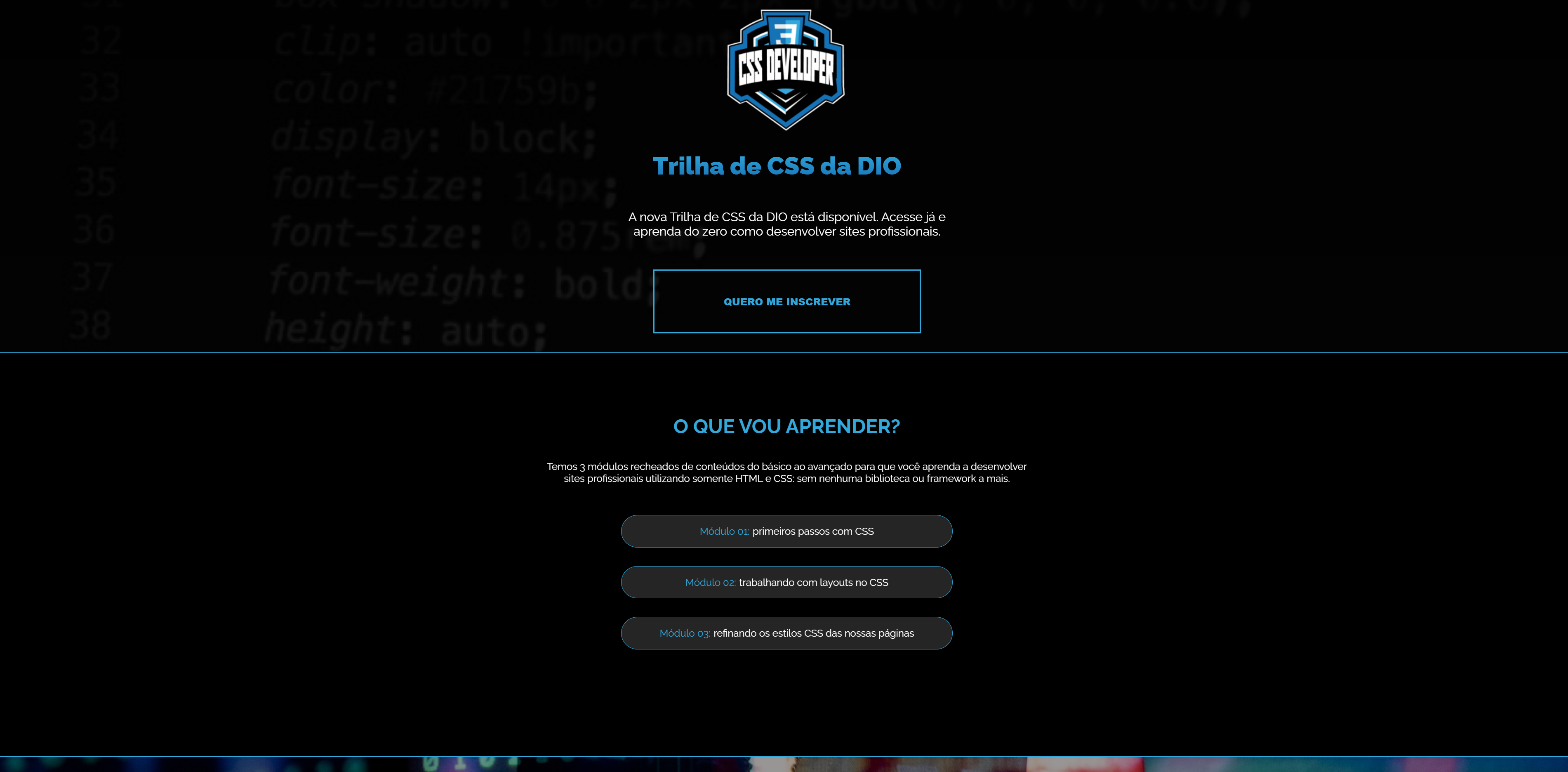 Capa da Trilha CSS Desafio 01 da DIO
